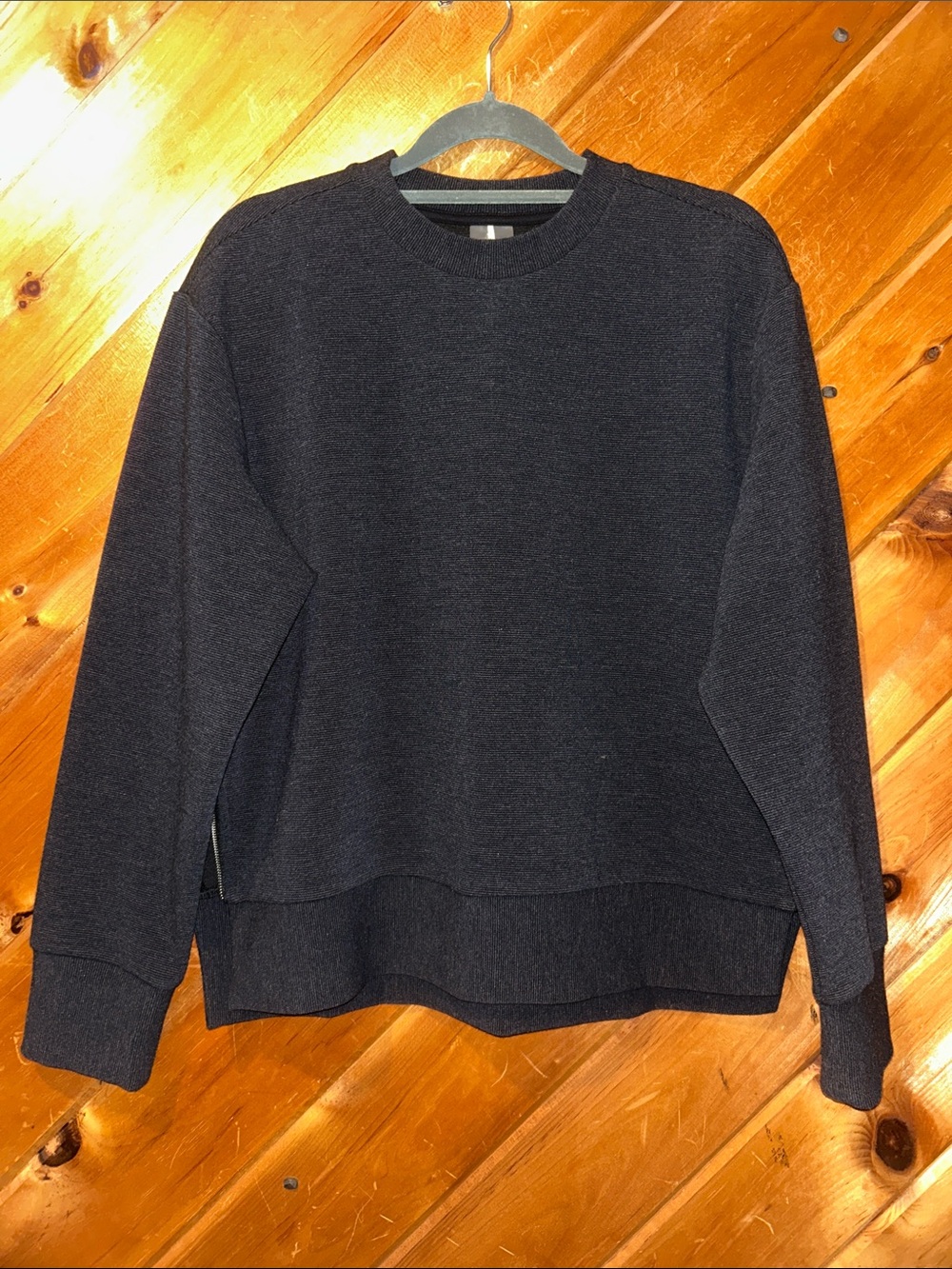 CALIA Elevate Ottoman Side Zip Sweatshirt in Pure Black Heather